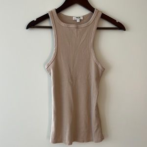 AGOLDE rib high neck tank in latte